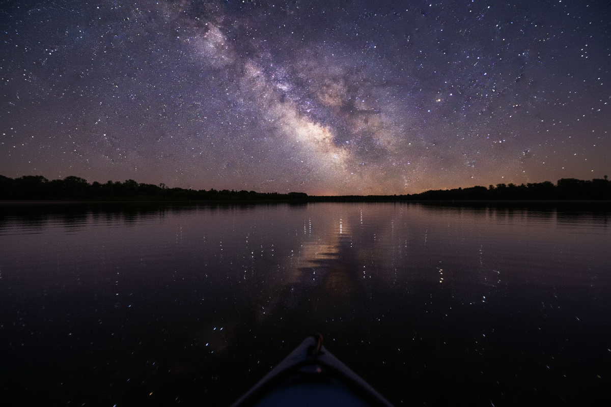 Bannière — Étoiles brillantes et eau en mouvement